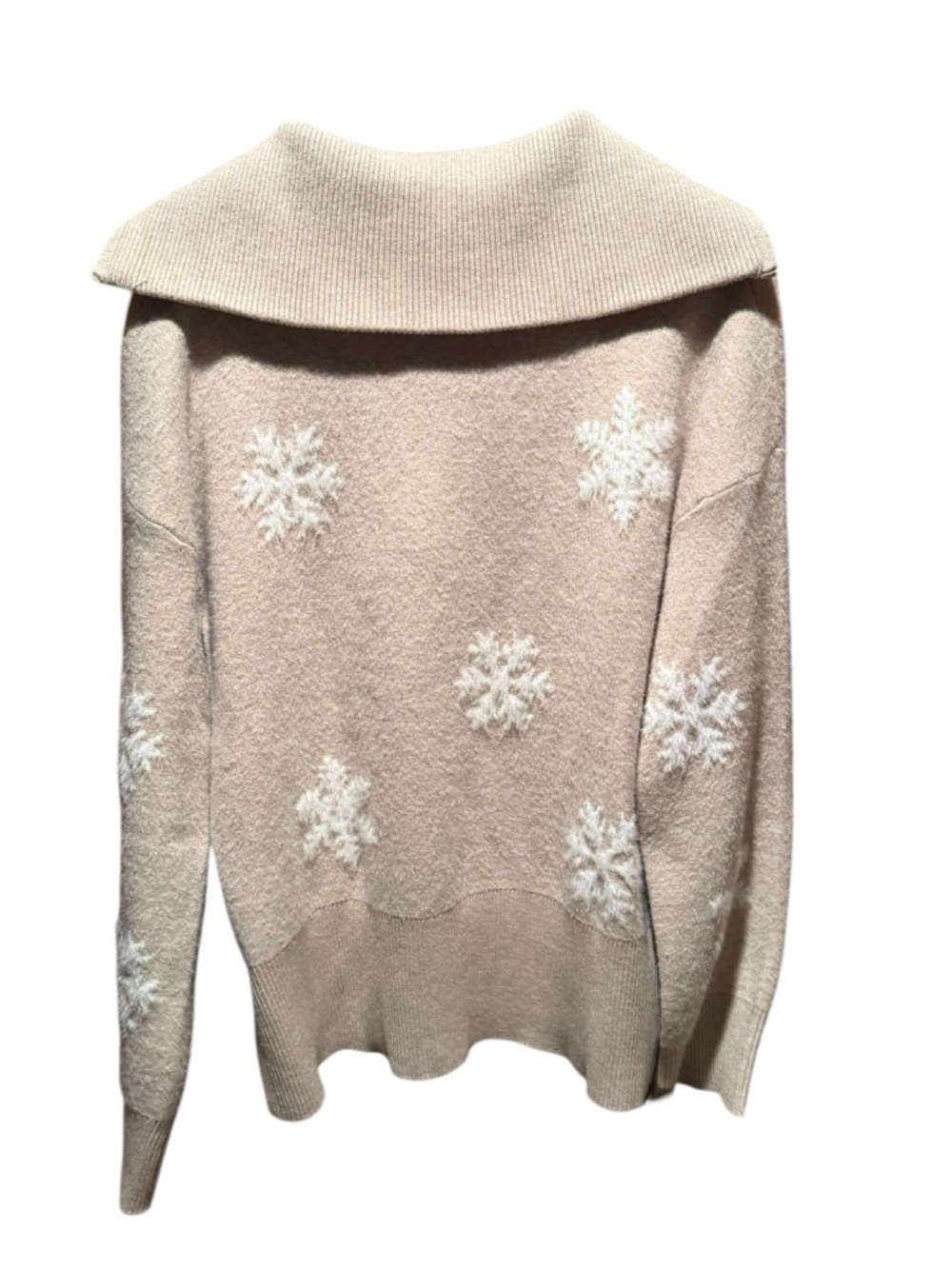 Rachel Zoe Beige Half-Zip Snowflake Sweater - Picture 3 of 5